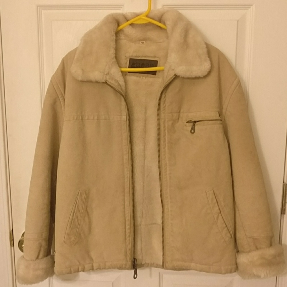 Guess brand Large buckskin coat with fur lining